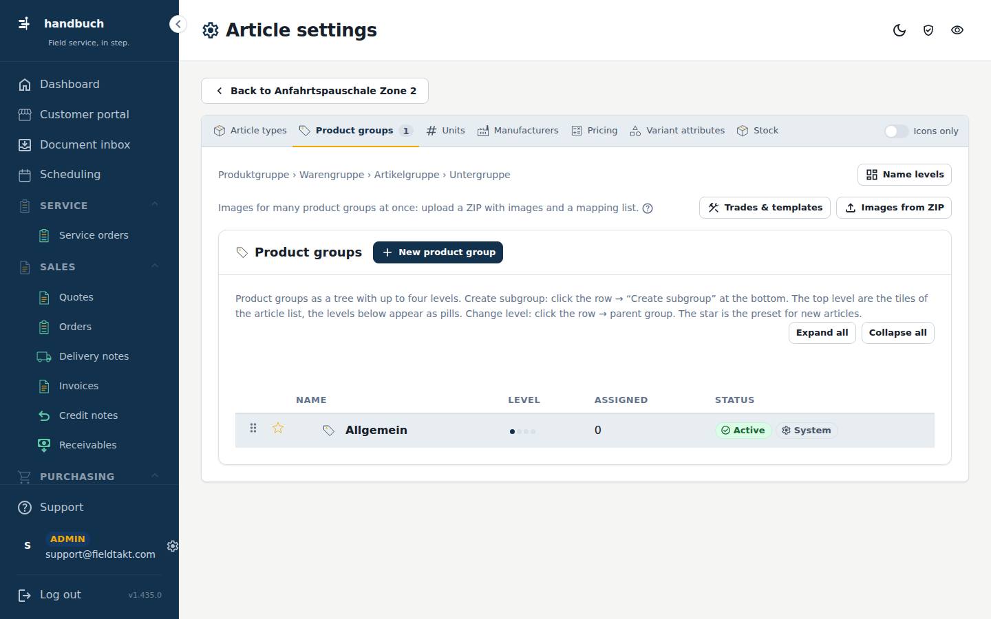 Article settings