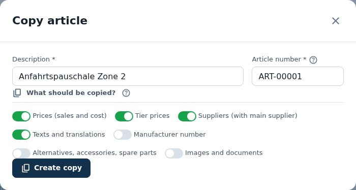 Copy article