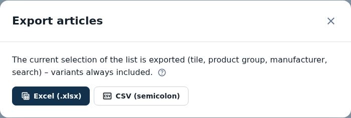 Export articles