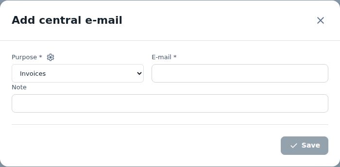 Add central e-mail