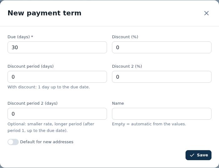 New payment term