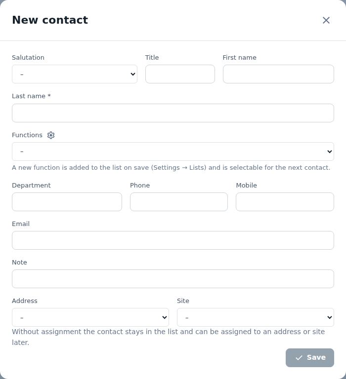 New contact
