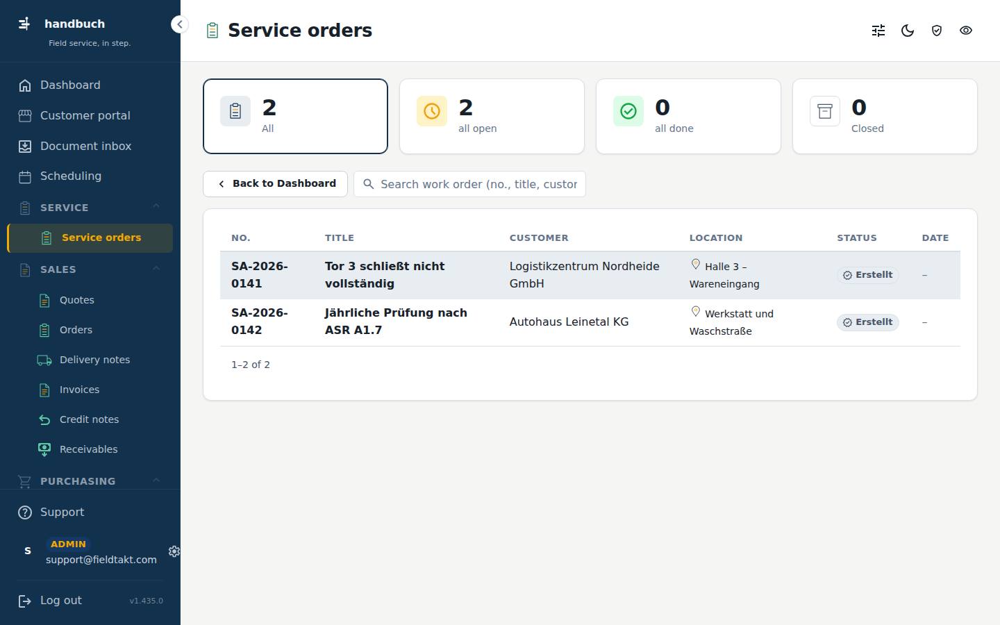 Service orders