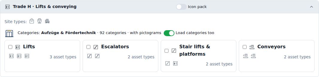 Trade H · Lifts & conveying Icon pack