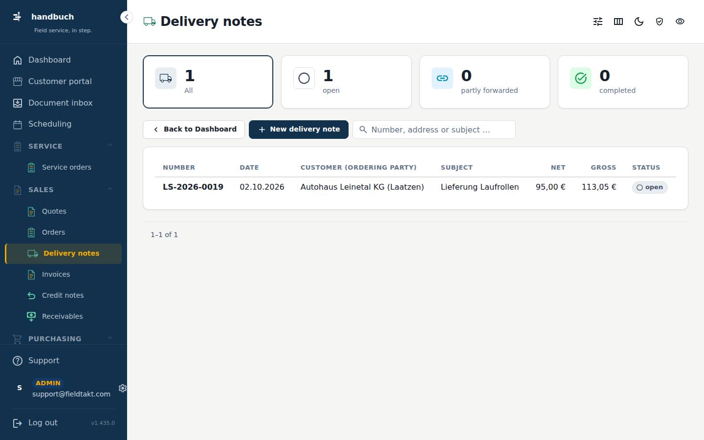 Delivery notes