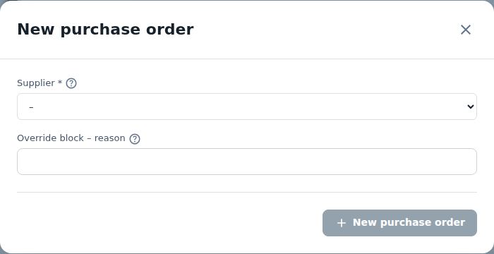 New purchase order