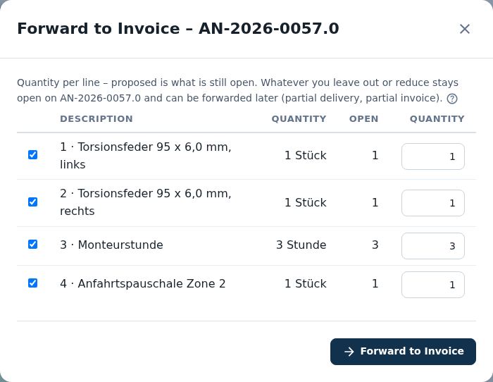 Forward to Invoice –