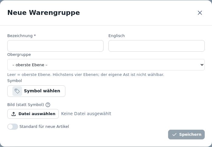 Neue Warengruppe