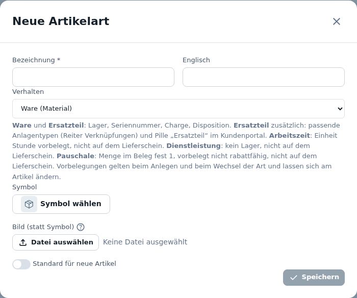 Neue Artikelart