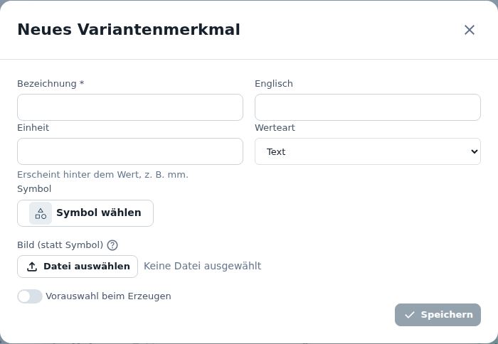 Neues Variantenmerkmal
