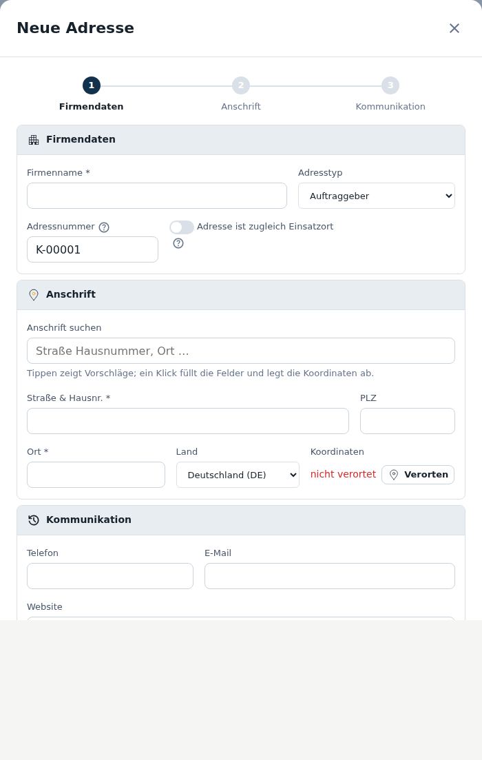 Neue Adresse