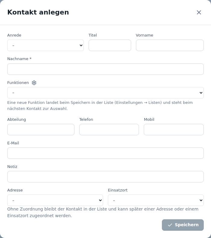 Kontakt anlegen