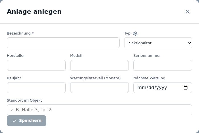 Anlage anlegen