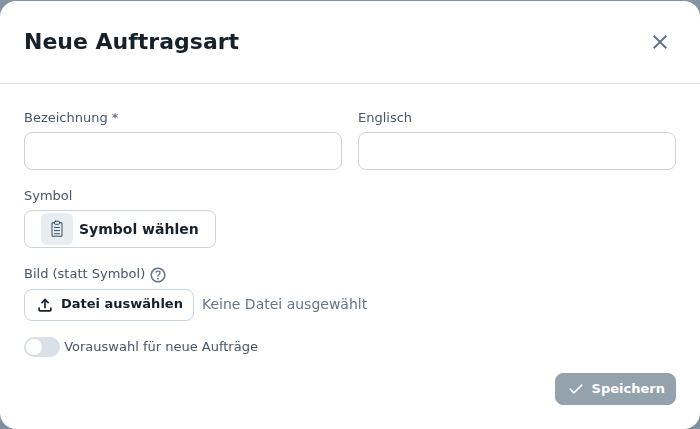 Neue Auftragsart