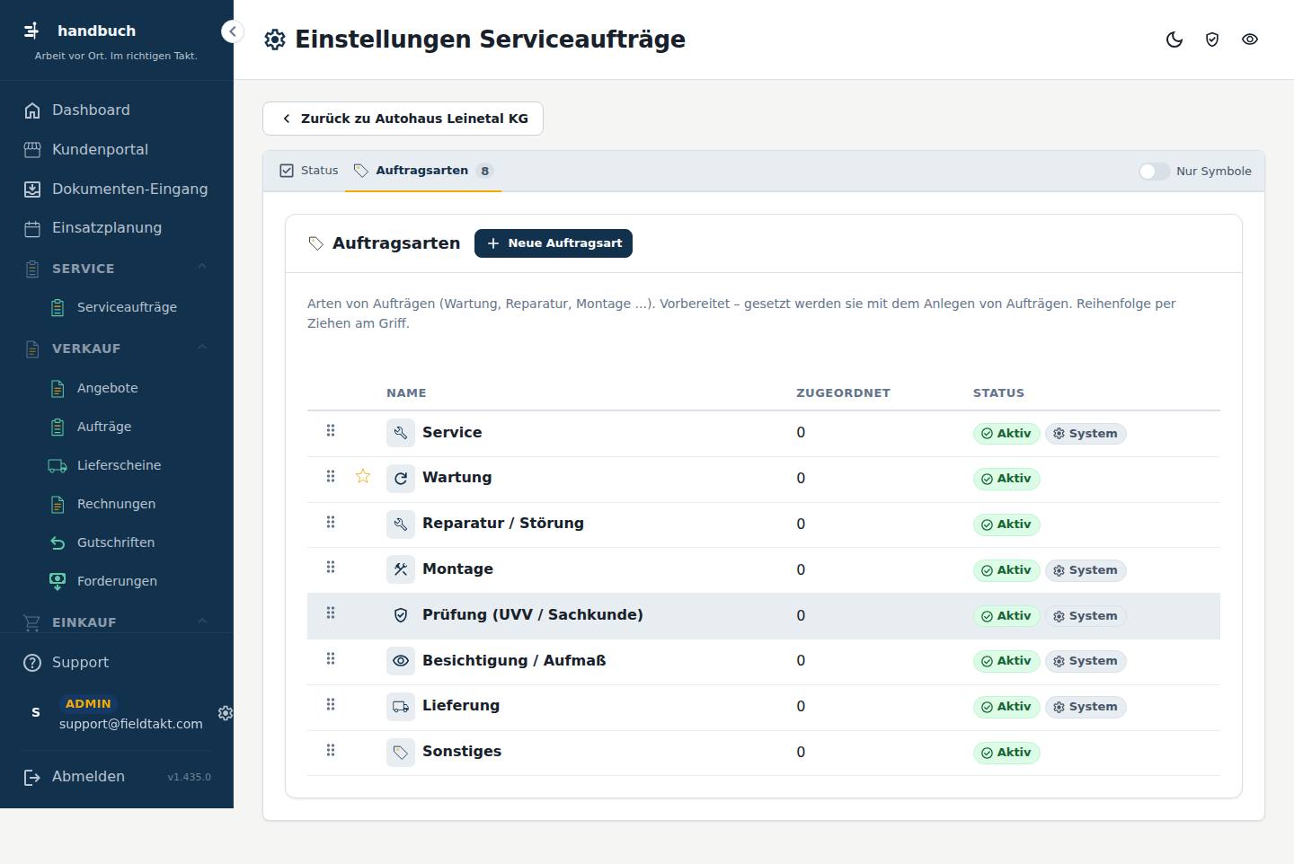 Auftragsarten