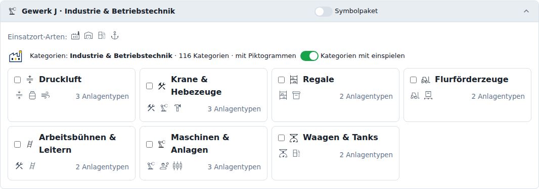 Gewerk J · Industrie & Betriebstechnik Symbolpaket