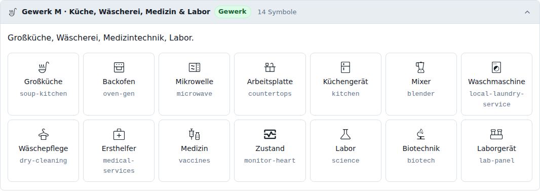 Gewerk M · Küche, Wäscherei, Medizin & Labor