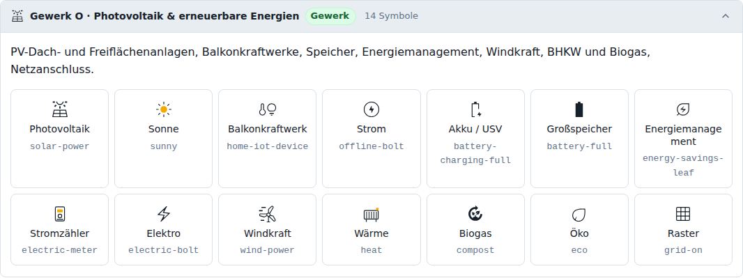 Gewerk O · Photovoltaik & erneuerbare Energien