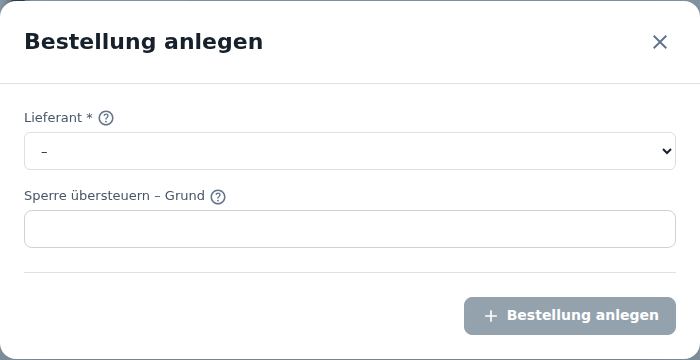 Bestellung anlegen