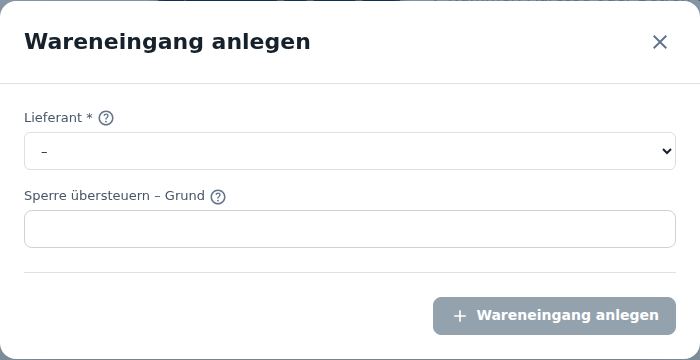 Wareneingang anlegen