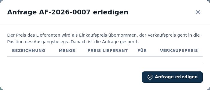 Anfrage erledigen